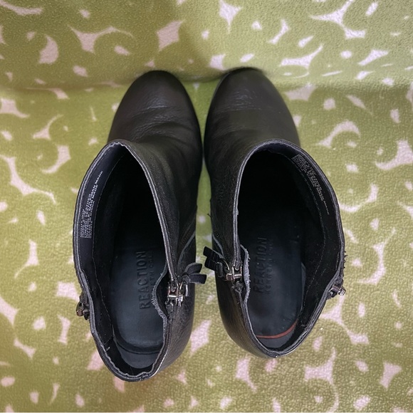 Kenneth Cole Reaction black genuine leather ankle boots booties might win zipper - Picture 6 of 7